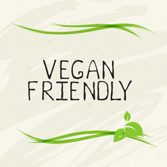 Vegan friendly label and high quality product badges. Bio Home made food Organic product Pure healthy Eco food organic, bio and natural product icon. Emblems for cafe, packaging etc. Vector