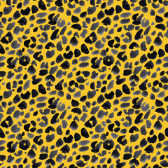 Fototapeta na wymiar Watercolor safari jaguar vector pattern