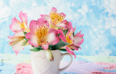 Pink alstroemeria flowers ,Valentine's Day,mothers Day