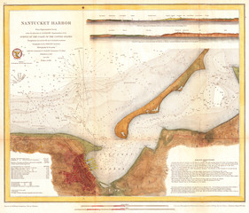 1866, U.S. Coast Survey Map of Nantucket Harbor, Nantucket