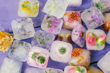 ice with frozen flowers, beauty, personal care