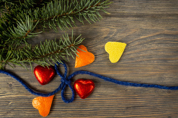 Holiday layout with hearts and blue tread
