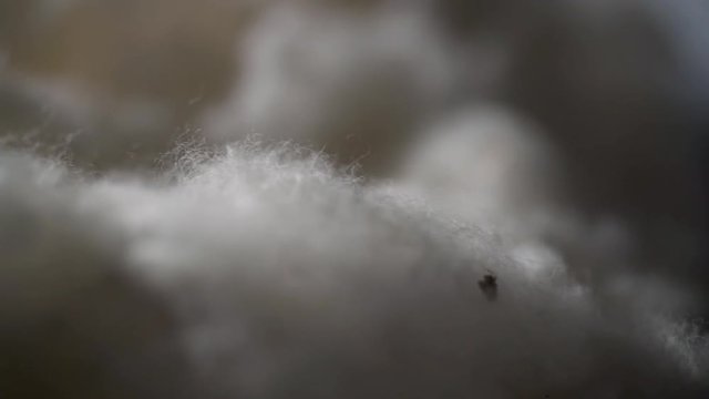 Close up of soft white synthetic material used in the fashion industry