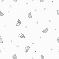 Lemon, lime or orange seamless trendy floral pattern. Vector hand drawn citrus texture isolated on white background.