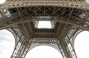 detail of the Eiffel Tower seen from below