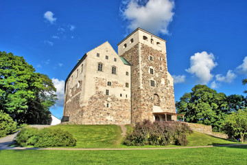 Fototapeta na wymiar Turku Castle - a medieval building in the city of Turku in Finland. 