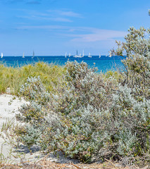 Fremantle Port Beach in Western Australia Perth, a stunning sea view from the beach with amazing cloudy sky