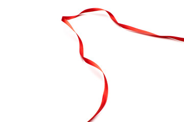 red satin ribbon isolated on white backgroun
