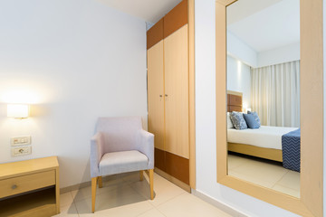 Interior of  hotel bedroom