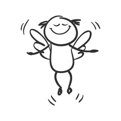 Angel. Funny little man with wings, very happy, just flying., vector illustration.	