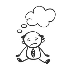 Bankrupt. Vector illustration, man is upset about big problems in business.