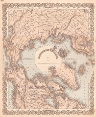 Fototapeta na wymiar 1873, Colton Map of the Arctic or North Pole