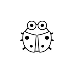 Cartoon ladybug outline icon. Clipart image isolated on white background
