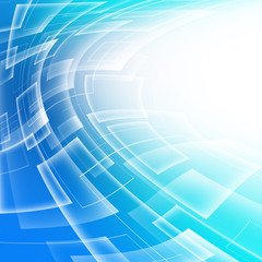 Abstract bright blue background with squares