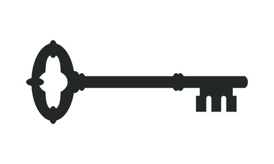Icon door key. Symbol ancient key isolated on white background. Vector illustration