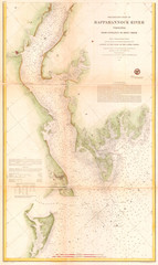 1857, U.S. Coast Survey Map or Chart of the Rapphannock River South, Virginia