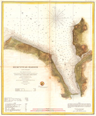 1859, U.S. Coast Survey Chart or Map of Hempstead Harbor, Long Island, New York