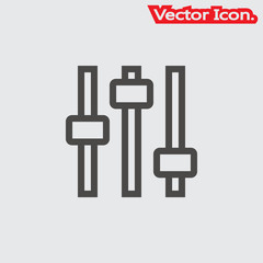 Filter control settings icon isolated sign symbol and flat style for app, web and digital design. Vector illustration.