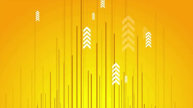 Abstract bright orange tech motion design with arrows