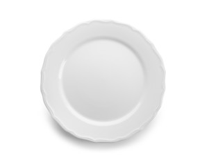Empty ceramic plate on white background