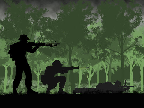 Silhouette Of Australian Soldier In Vietnam War Circa 1966