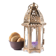 Muslim lamp as Ramadan symbol on white background