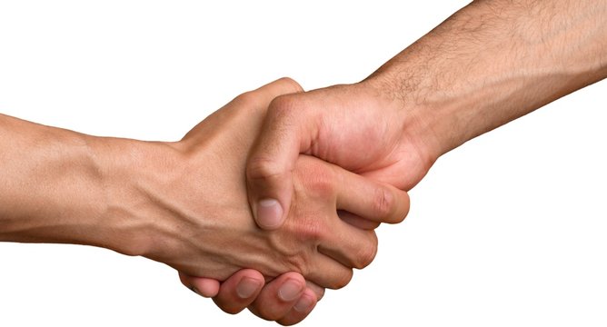 Closeup of Two Men Shaking Hands