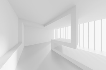Abstract Architecture Design. White Futuristic Interior Background