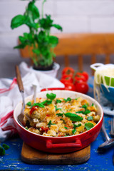 Baked  chicken capreze meatball. style rustic