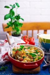 Baked  chicken capreze meatball. style rustic