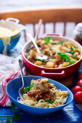 Baked  chicken capreze meatball. style rustic