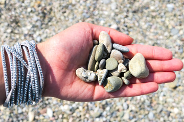Stones in woman hand