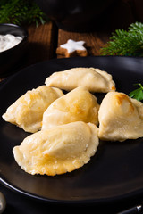Polish Christmas pierogi with sauerkraut and mushrooms