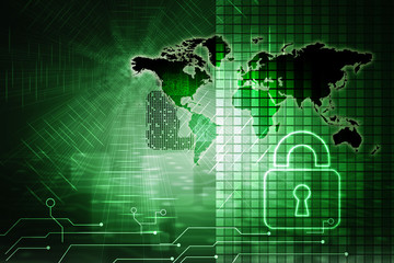 2d illustration Safety concept: Closed Padlock on digital background