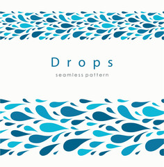 Seamless pattern with stylized drops on a light background. Blue