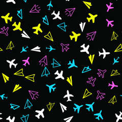 Plane, aircraft Travel concept. Seamless vector EPS 10 pattern