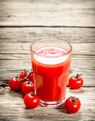 Tomato juice in the glass.