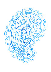 Watercolor color card with mandala. Geometric circle element .