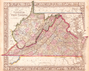 1864, Mitchell Map of Virginia, West Virginia, and Maryland