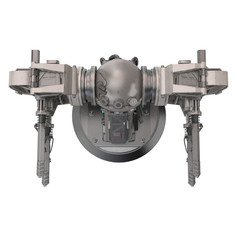 Science fiction gun with four guns on an isolated white background. 3d illustration