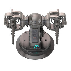 Science fiction gun with four guns on an isolated white background. 3d illustration