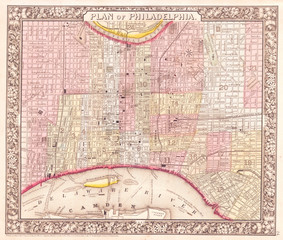1864, Mitchell Plan or Map of Philadelphia, Pennsylvania