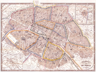 1865, Galignani's Plan of Paris and Environs, France
