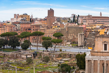 Obraz premium The Roman Forum view, city square in ancient Rome, Italy