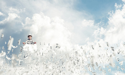Fototapeta premium Little boy keeping mind conscious.