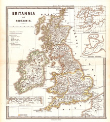 1865, Spruner Map of the British Isles, England, Scotland, Ireland