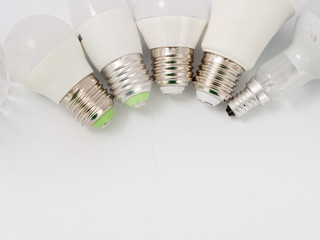led lamps with cap on a white background