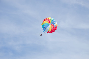 Parachute in the sky over Indian oceans the island of Maldives