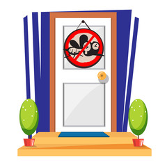 door with stop mosquito sign - vector