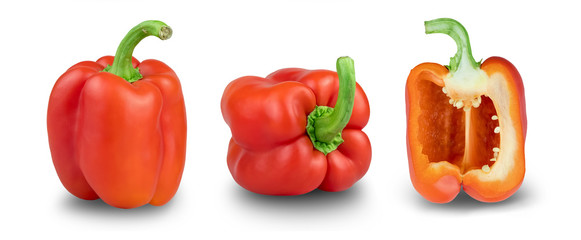 Red sweet peppers  isolated on white